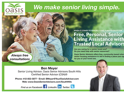 Oasis Senior Advisors ad advertising advisors design newspapers senior care supplement