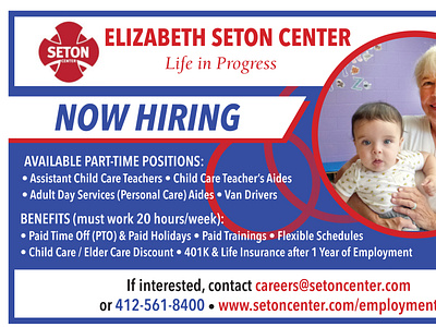 Elizabeth Seton Center Now Hiring