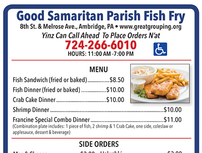 Good Samaritan Fish Fry ad advertising design newspapers non profit pittsburgh catholic
