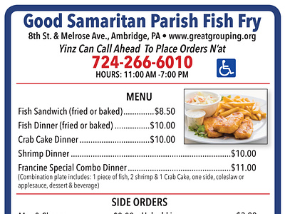 Good Samaritan Fish Fry ad