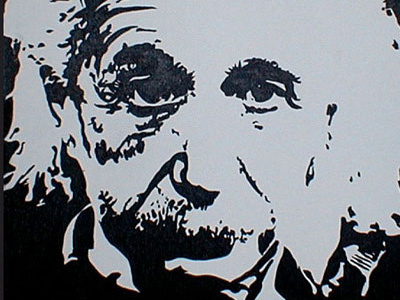 Albert Einstein acrylic black and white painting portrait