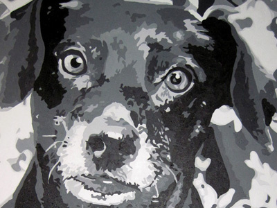 Randy acrylic black and white dog painting portrait
