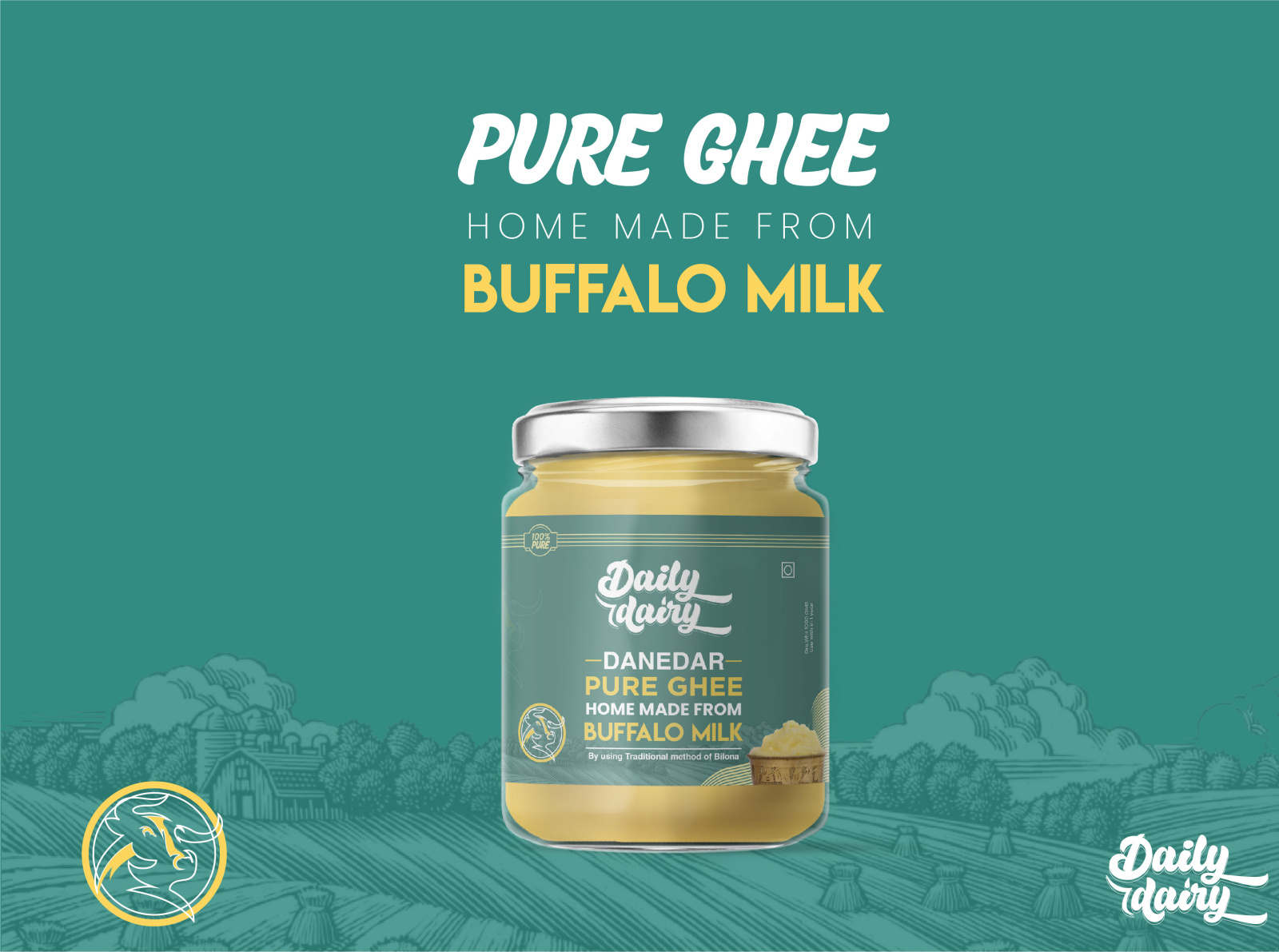 PURE GHEE OF COW AND BUFFALO LABEL AND PACKAGING DESIGN by Smak