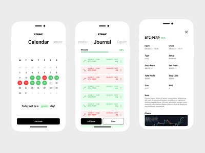 Strike - Trading journal app app crypto design figma journal mobile swiftui trade trading ui ux wip