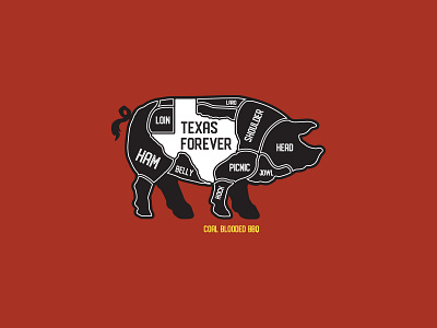 Coal Blooded BBQ - Texas Forever branding design illustration