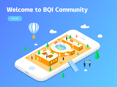 Welcome to BQI Community app design illustration ui 插图