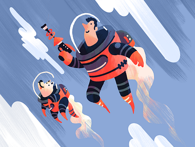 Rocket man & Dog illustration