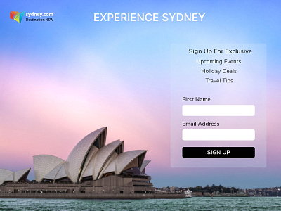 Daily UI #001 - Sign Up daily 100 daily 100 challenge dailyui dailyui 001 sign up sign up page sydney sydney opera house tourism ui visit nsw