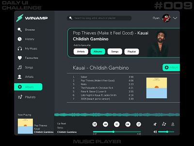 Daily UI Challenge - #009 - Music Player 009 daily 100 challenge daily ui 009 dailyui music player ui