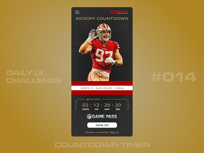 Daily UI - 014 - Countdown Timer 014 49ers daily 100 daily 100 challenge dailyui nfl sports ui uidesign