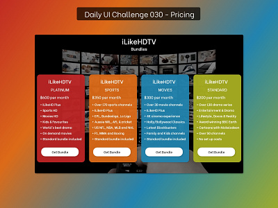 Daily UI #030 - Pricing 030 daily 100 daily 100 challenge dailyui pricing plan pricing table streaming service streamingsetup ui
