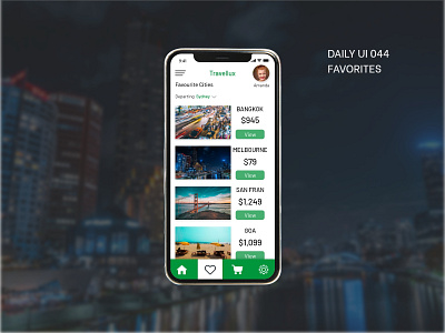 Daily UI 044 - Favourites 044 daily 100 daily 100 challenge dailyui favorites favourites travel app ui