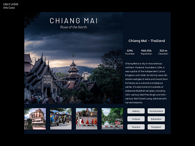 Daily Ui 045 - Info Card 045 chiang mai daily 100 daily 100 challenge dailyui holiday card infocard informational thailand travel ui uidesign