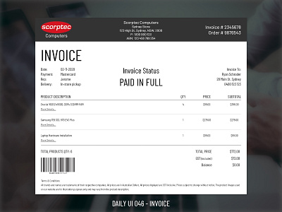 Daily Ui 046 - Invoice 046 daily 100 daily 100 challenge dailyui invoice invoice design ui