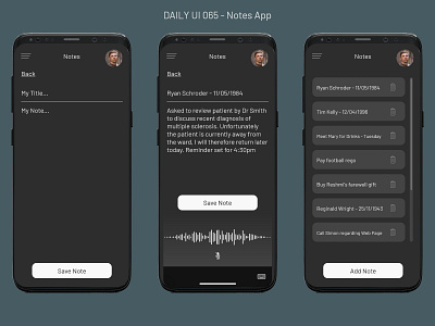 Daily Ui 065 - Notes Widget 065 app design daily 100 daily 100 challenge dailyui notes notes app notes widget reminders ui