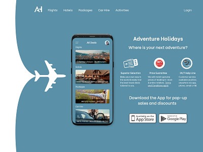 Daily UI 074 - Download App 074 adventure app design daily 100 daily 100 challenge dailyui download download app flights hotel travel app uidesign