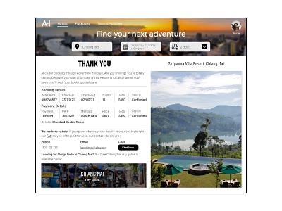 DailyUI 077 - Thank you 077 booking chiang mai daily 100 daily 100 challenge dailyui hotel booking thank you thank you page travel uidesign