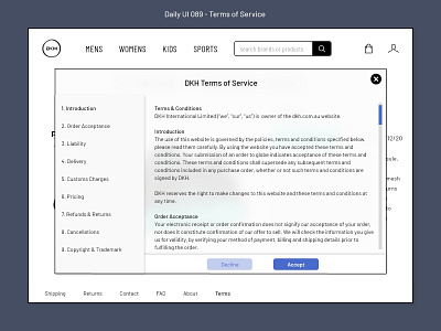 Daily UI 089 - Terms of Service