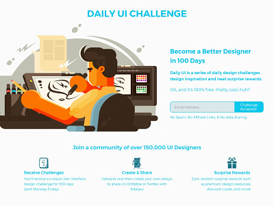 DailyUI 100 - Daily UI Landing Page 100 daily 100 daily 100 challenge dailyui landing page landing page design sign up ui design uidesign