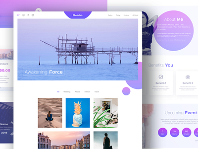 Photohat Landing Page clean landing page landing page design photography branding photography portfolio photography website portfolio profile psd purple smart template template design ui uidesign uiux ux web webdesign