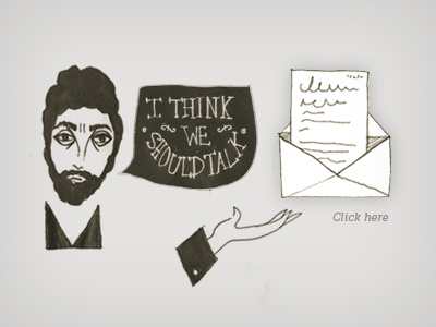 "I think we should talk" mailing list beard illustration mail yoursroxanne