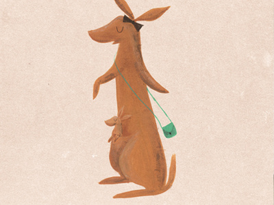 Kangaroo bow gouache illustration kangaroo purse