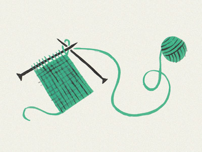 Knitting gouache illustration knitting