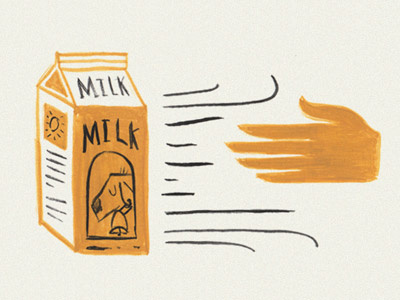 Milk cow gouache hand illustration milk