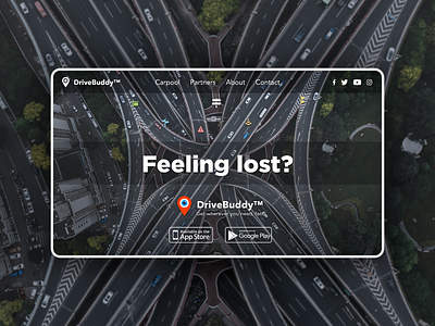 DriveBuddy - Landing Page app city concept design design drive driver app idea inspiration landing design landing page maps minimal navigation road traffic ui ux ux ui web design website