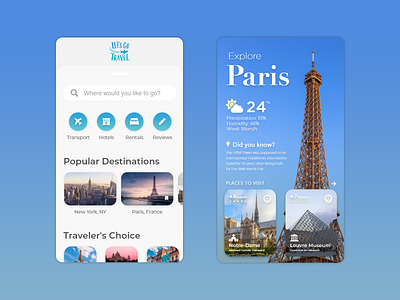 Let's Go Travel - Mobile App Design app app design app designer app ui city concept design design idea inspiration minimal paris travel traveling