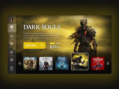 Games Store - UI/UX Design concept design dark souls epic games epic store game game design game store gamer games games design gamestore gaming landing page playstation steam store ui xbox