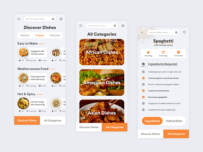 Easy Recipes - App UI Design app app design e commerce eat eating eats ecommerce ecommerce app ecommerce design food food and drink food app food illustration foodie recipe recipe app recipe book recipes uber eats ui