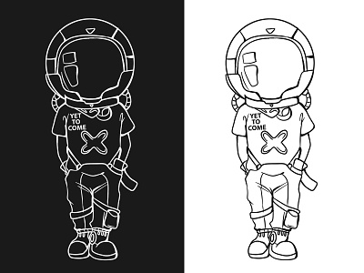 astronaut astronaut draw freehand galaxy illustration outerspace psd rocket space