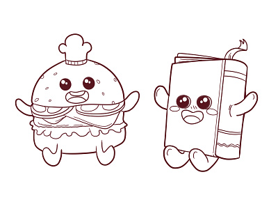 burger and book book burger burgercute cute cuteilustration illustration mascot