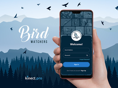 Bird Watchers App Design app app design bird birds dark design minimal mobile app ui ux