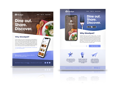 DineSpot website | Why DineSpot Page options food fork iconography mobile app phone purple social app spoon webdesigns website layout