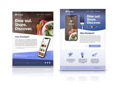 DineSpot website |  Why DineSpot Page options