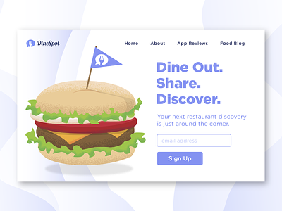 DineSpot Sign Up page burger hamburger illustration illustrator restaurant restaurant app sign up page toothpick