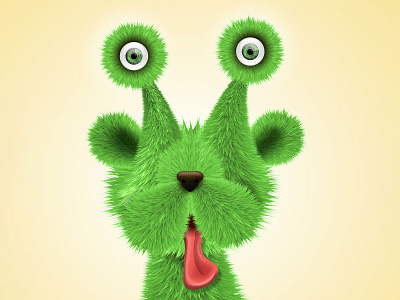 alien dog adobe illustrator alien alien dog dog dog illustration eye balls furry green texture vector vector fur yellow