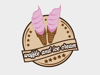 waffle and ice cream logo branding design flat icon illustration logo logo design minimalist logo vector