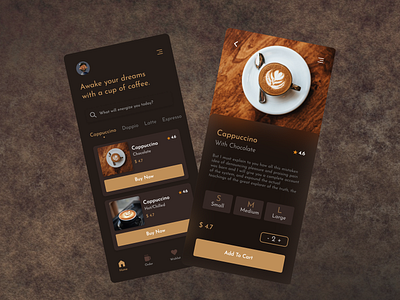 Coffee shop app design