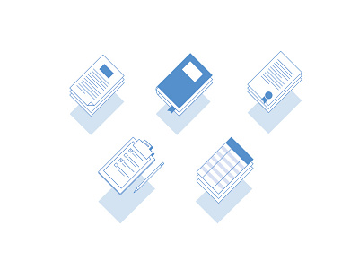 3D icons Types of Documents 3d blue book documents icons library