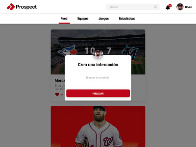 Prospect Post app appdesign baseball clean design social network sport sport app ui ux web webdesign website white