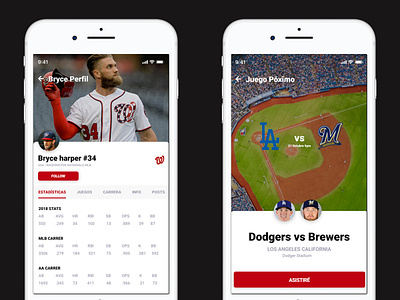 Baseball app app appdesign baseball design ios iosapp sport sport app ui ux white app