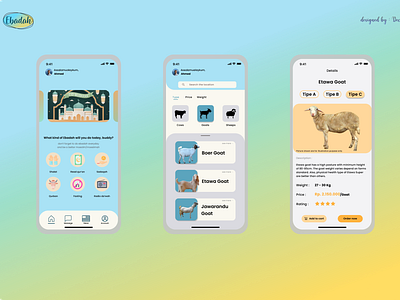 Ebadah Apps adha challenge design eidmubarak figmadesign goats illustration islamic logo mobile app mobile app design muslim pastel color