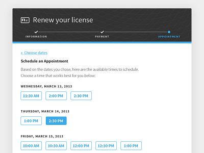 License Renewal Appointment Picker