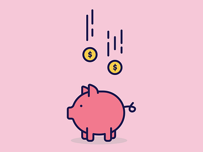 Pig Money icon illustration illustrator line art minimal money outline pig piggy bank vector