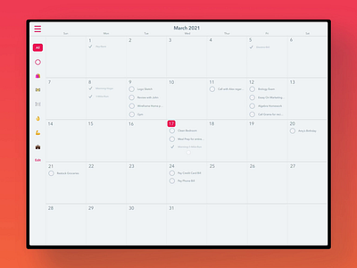 Fluid Calendar calendar app calendar ui design flat fluid ios ipad minimalism mobile mock ups mockups modern ui ux visual design