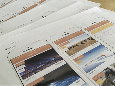 Timeworthy high fidelity mock ups user flows