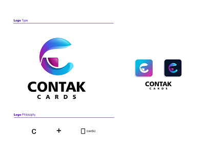 Contak Cards Logo 3d app c logo graphic design icon illustration letter logo logo typo typography vector